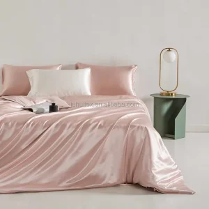 22 Momme 100% 6A Pure Silk Woven OEKO TEX Certified 600s Thread Count 4 Piece Silk Bedding Set Silk Fitted Sheet Flat
