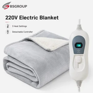 220V Electric Blanket CE Optional Washable Heated Blanket with Overheat Protection for Europe