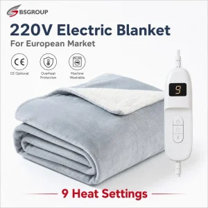 220V Electric Blanket Supplier CE Optional Washable Heated Blanket with Overheat Protection for European Market