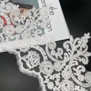 22cm Wide Dense Corded Eyelash Lace Trim Luxury Lace Fabric for Wedding Dress Curtain Tablecloth Backdrop Garment Accessories