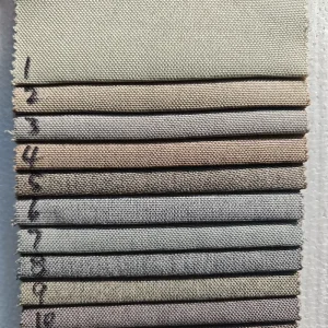 230GSM 100% Polyester Woven Faux Linen Fabric Plain Tear Stain Resistant Upholstery Material 45 Colors Custom OEM Sofa
