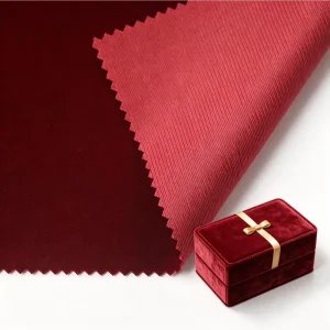 230GSM Hongkong Style Polyester Flock Velvet Fabric for Gift Box Lining Garment Shoes Custom Solid Color