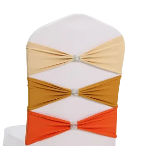 24 Colours Shiny Belt Buckle in Middle Spandex Wedding Chair Sashes Stretch Bow Tie Party Banquet Hotels Made Durable Polyester