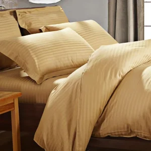 240 TC Cotton Hotel Satin Stripe Bed Sheets Fitted in King Size Colorful 4 Pc Flat Bed Sheets Set