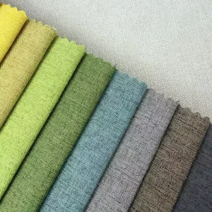 240GSM Polyester Linen Look Fabric Plain Woven Heavy Weight Upholstery Cloth For Sofa And Pet Bed