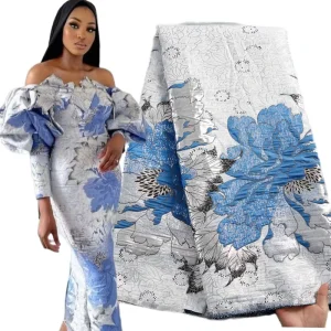 2485 African White French Lace Fabric Embroidery Flower Brocade Lace Jacquard Lace for Party Dress