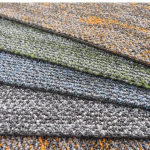 25*100cm Polypropylene 6 7mm Thick Non woven & PVC Backing Fire resistant Washable Commercial Use Carpet Tile