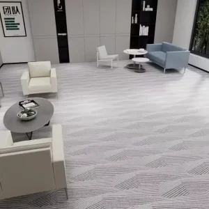 25 X 100 Rectangle Modular Carpet Modern Elegant Light Grey Geometric Carpet Tile for Commercial Reception and Lounge Areas