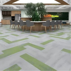 25 x 100 cm PP Plank Carpet Tiles PVC Backing Stain Resistant Flooring for Co Working Space and Fashion Store