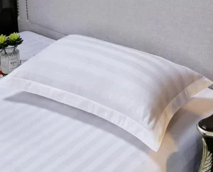 250TC 1cm 2.5cm 3cm Satin Stripe Bed Sheet for Hotel Pillow Case Fitted Sheet Flat Sheet