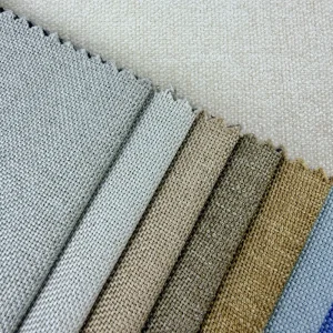 270GSM Premium Polyester Linen Texture Upholstery Cloth Plain Dyed Durable Fabric for Sectional Sofa and Throw Pillow