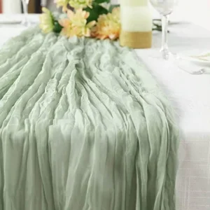 28 X 120 Inches Gauze Fabric Boho Wedding Arbor Decor Sage Green Cheesecloth Table Runner