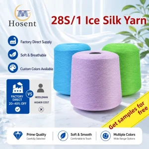 28S 1 Ice Silk Yarn Polyester Viscose Blend Soft Breathable for Summer Clothing Factory Direct Free Samples