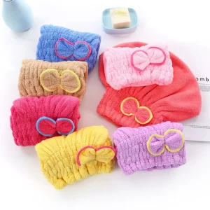 29*30 cm 40 Gram piece Stock Korean Bow Fleece Drying Shower Microfibre Hair Turban Towel Hair Towel Microfiber Quick Dry