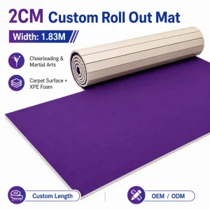 2CM Custom Roll Out Gymnastics Mat 1.83M Width Carpet Foam Floor for Cheerleading and Martial Arts Training Use