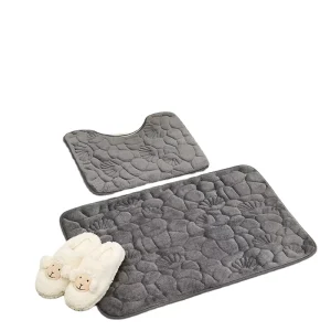 2Pcs Modern Bathroom Mat Set U Shape Bathroom Carpet Toilet Mat Non Slip Badmat Water Absorbent Bath Mat