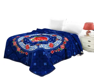 2Ply 220x240CM Embossed Polyester Raschel Blanket Turkish Style Four Seasons Floral Plant Comfortable Stylish 100% Solid Striped