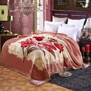 2Ply Thick Korean Mink Fleece 100% Polyester Warm Autumn Winter Bed Blanket Heavy Raschel Floral Wearable Blankets