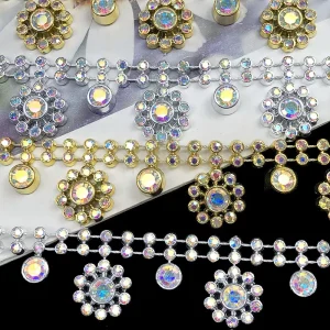2cm Eco-Friendly Fringe Rhinestone Lace DIY Waist Chain Dance Performance Garment