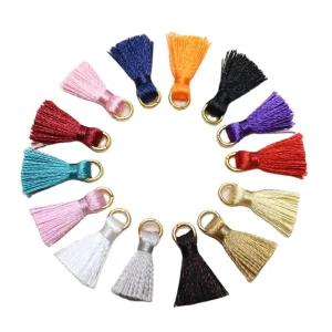 2cm Gold Iron Ring Ice Thread Mini Decorative Clothing Accessories With Colorful Tassels