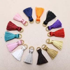 2cm Golden Iron Ring Ice Silk Mini Tassel Clothing Accessories Pendant Multi color Polyester Tassels Hanging Tassels