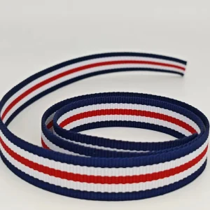 2cm Wide Red White Blue Striped Polyester Webbing Delicate and Comfortable Feel Coated Technique for Webbing Projects