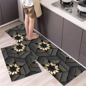2pcs sets Fashionable Nordic Style Kitchen Crystal Velvet Floor Mat Household Carpet Long Strip Door Mat Modern Home Decor