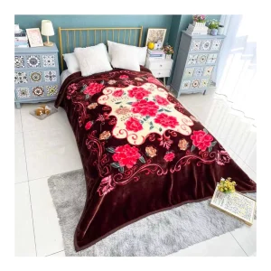 2ply 100 Polyester Double Size Korean Style High Class Printing Embossed Super Soft Minky Raschel Blanket