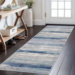2×6 Kitchen Runner Rug Washable Non-Slip Soft Striped Hallway Carpet Distressed Carpet Runner for Entryway Bathroom Laundry Room