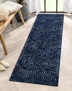 2×6 Moroccan Black Kitchen Runner Rug Washable Geometric Carpet for Entryway Non Slip Bohemian Soft Bathroom Throw Mat