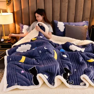 3 Layer Natural Fiber Silk cotton Inner Milk Flannel Floral Winter Warm Blankets Bed Sofa Blankets and Throws