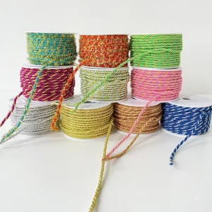 3 Mm Polyester Metallic Twisted Cord 3 Strands For Bags Garments Shoes Home Textiles For Gift Packaging Laurex Cord Rope