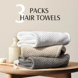 3 Pack Microfiber Hair Drying Towel Wraps 30×10 Inches Super Absorbent for Long Curly Thick Hair