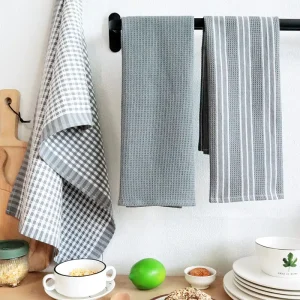 3 Pack Premium Large 100% Cotton Kitchen Towels 17.7x 25.6 Inch Absorbent Hand Dish Tea Towels Set for Home Use
