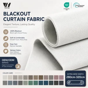 3 Pass PA Coated 100% Blackout Waterproof Flame Retardant Heat Insulation Anti Bacteria Plain Woven Medium Weight Curtain Fabric
