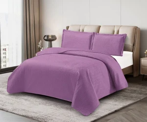 3 Piece 3D Velvet Ultrasonic Embossing Bedspread with Simple Anti static Bedspread All Season Bed Cover