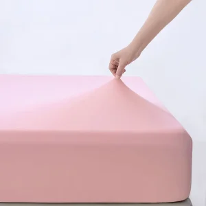 3 Piece Cooling Ice Silk Fitted Sheet Set Soft Breathable Deep Pocket Mattress Cover With 2 Pillowcases for Bare Sleep