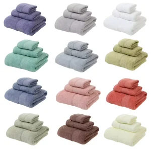 3 Piece Cotton Towel Set Includes 1 Bath 1 Hand 1 Face Towel Washcloth Ultra Soft Luxury Towels Guest Bath Spa Hotel Bathroom
