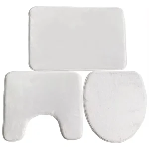 3 Piece Eco Friendly Flannel Bath Safety Mat Set with Sublimation Printing for Hotel & Home Use