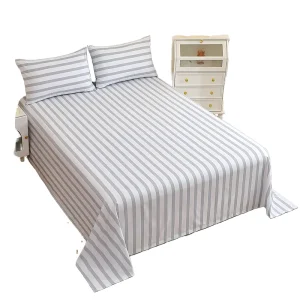3 Piece Set 1 Printed Plant Pattern Flat Bed Sheet 2 50x70cm Pillowcases 100% Polyester 200TC Breathable Simple All-Season Grade