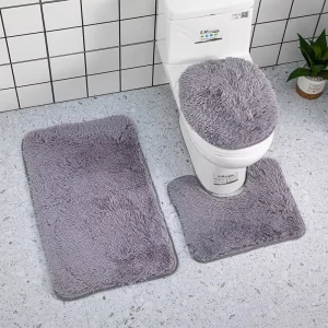 3 Pieces Modern Home & Hotel Use Bathroom Rug Set 40mm Thick Non Slip Absorbent Plush Bath Mats