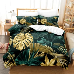 3 Pieces Ultra Soft Breathable Polyester Printed Comforter Cover Flower Bedding Set & 2 Pillowcases