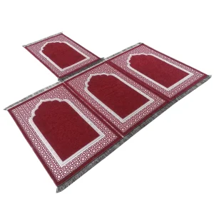 3 in 1 Connected Muslim Home Prayer Mat with Polypropylene Backing for Multi Person Family Use