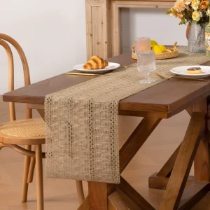 30*180CM Cotton Linen Woven Patchwork Tassel Table Runner Burlap Thread Crochet Dining Table Decoration for Wedding Party