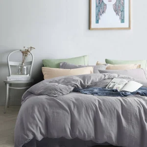 30 Color 100% Pure French Flax Linen Bedding Sets 200tc Duvet Cover for King Queen or Twin Sizes