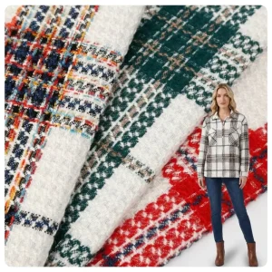 30% Spandex 30% Acrylic 40% Polyester Textured Woven Plaid Coarse Spun Fabric Customizable for Shirts Coat Pillow Cushion
