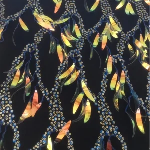 30 cm Laser Sequins Tassel Fringe Trimming Big Sequin Polyester Evening Fabric for Party Prom Dress