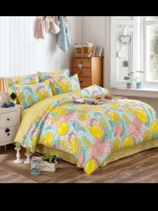 300 TC Polycotton Modern Super King Floral Bed Sheet Set with Pillow Covers for Hospital & Hotel Use