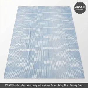 300GSM Knitted Mattress Fabric Sleek Misty Blue Geometric Jacquard Ticking for OEM Factories