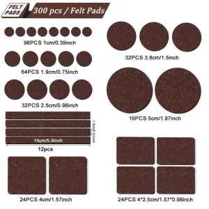 300PCS 2 Inch Thick High Density Nonwoven Felt Pads Waterproof Strong Adhesive Hardwood Floor Anti-Scratch Protectors